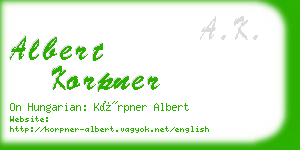 albert korpner business card